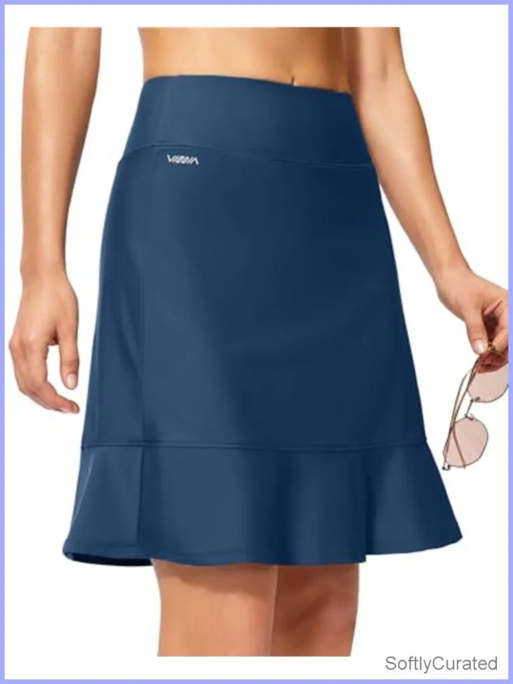 High Waisted Ruffle Swim Skort with Inner Shorts and Pocket